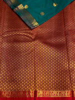 Peacock blue and maroon soft silk saree - PSE6