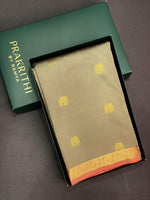 Sage green and maroon soft silk saree - PSE7