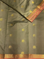 Sage green and maroon soft silk saree - PSE7