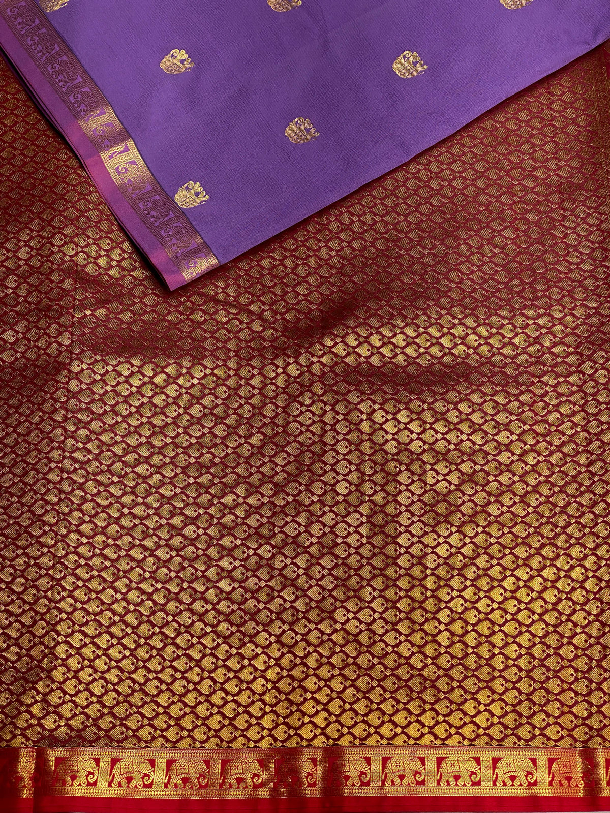 Lavender and maroons oft silk saree - PSE14