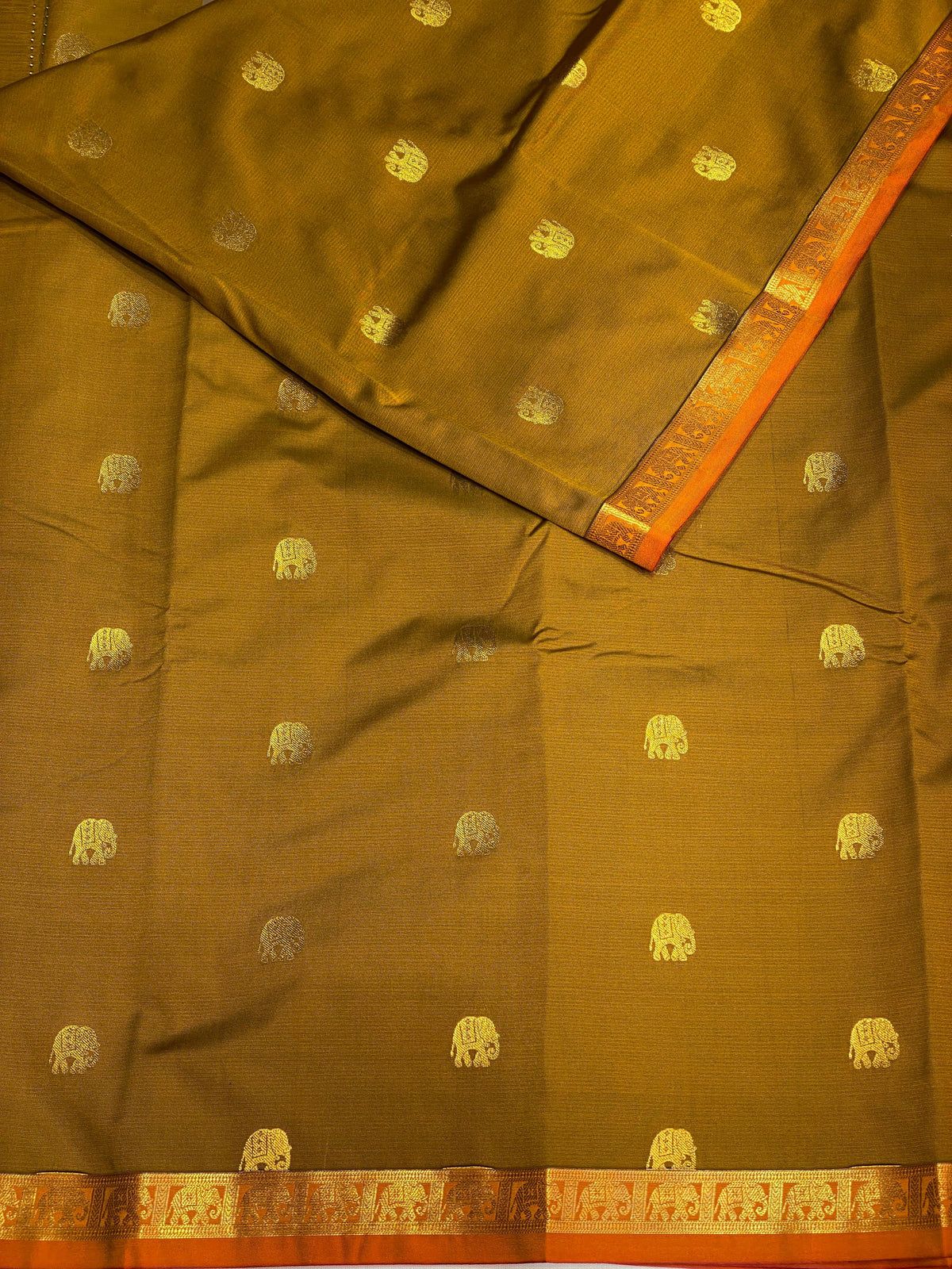 Mustard yellow and magenta soft silk saree - PSE8