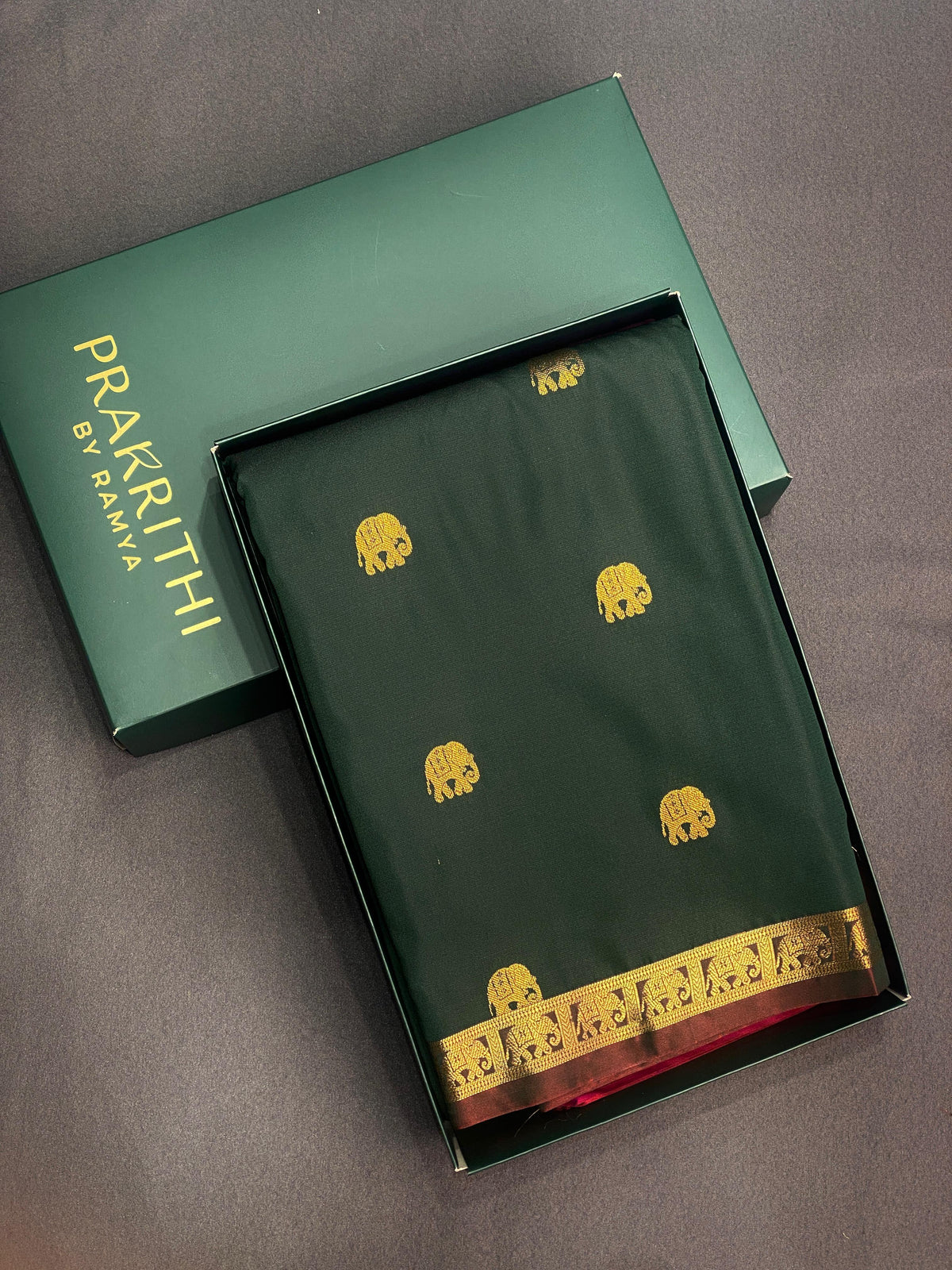 Dark green and maroon soft silk saree - PSE9