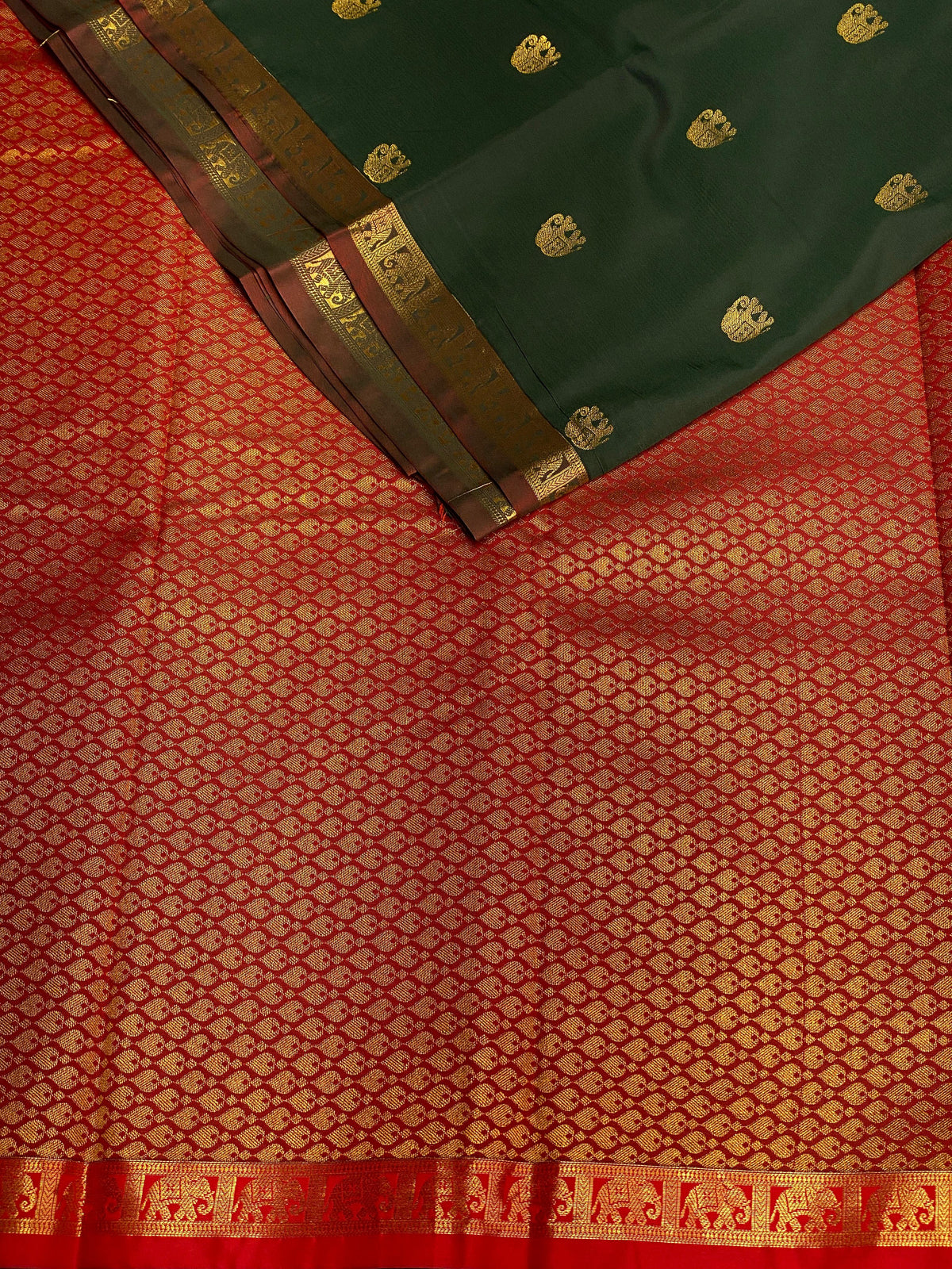 Dark green and maroon soft silk saree - PSE9