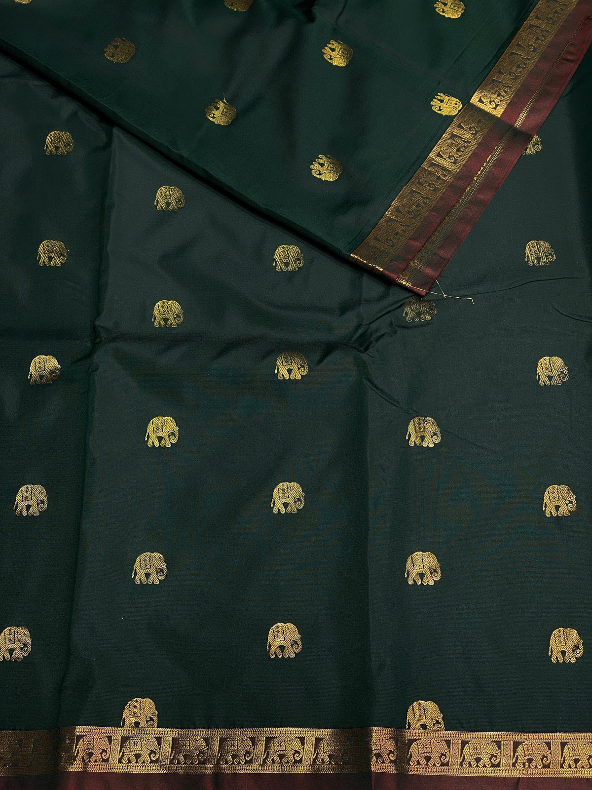 Dark green and maroon soft silk saree - PSE9