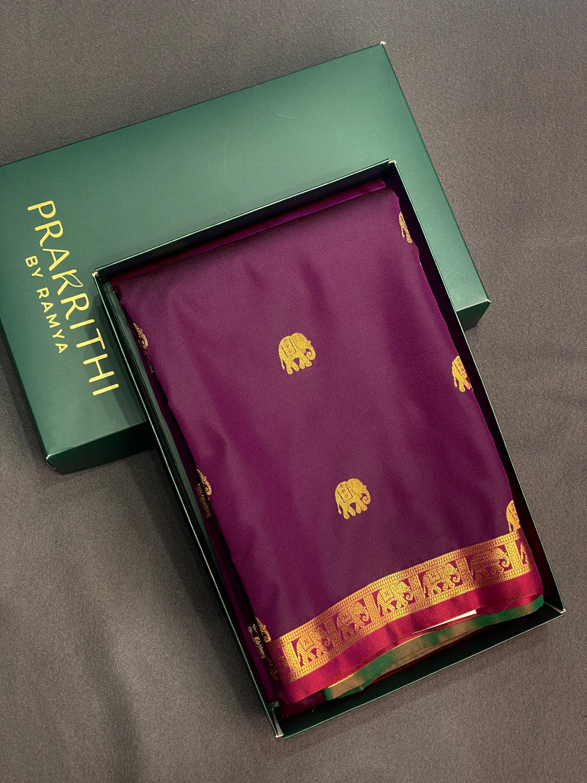 Dark wine and green soft silk saree - PSE10