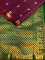 Dark wine and green soft silk saree - PSE10