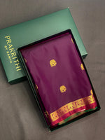 Dark wine and green soft silk saree - PSE10