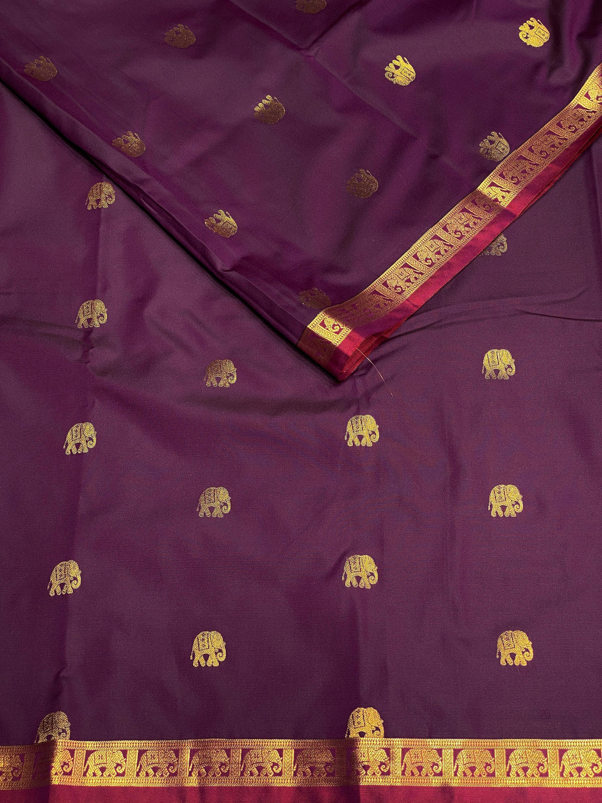 Dark wine and green soft silk saree - PSE10