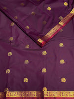 Dark wine and green soft silk saree - PSE10