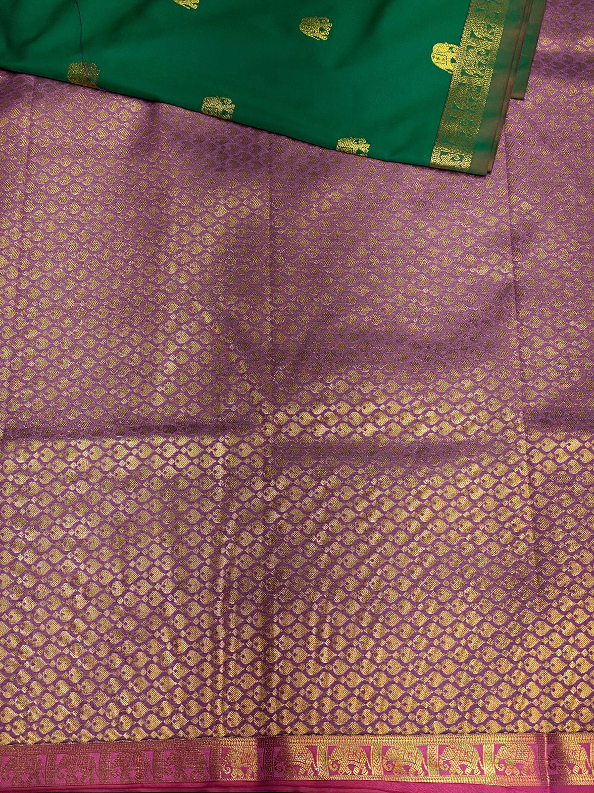 Green and purple soft silk saree - PSE11