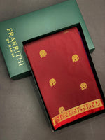 Maroon and blue soft silk saree - PSE12