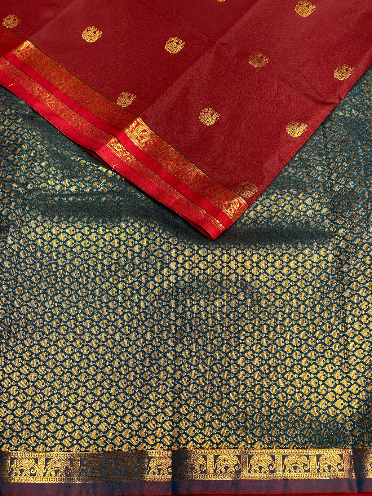 Maroon and blue soft silk saree - PSE12