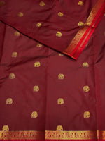 Maroon and blue soft silk saree - PSE12