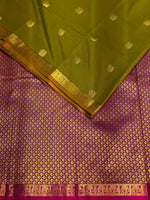 Olive green and purple soft silk saree - PSE15