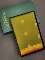 Olive green and purple soft silk saree - PSE15