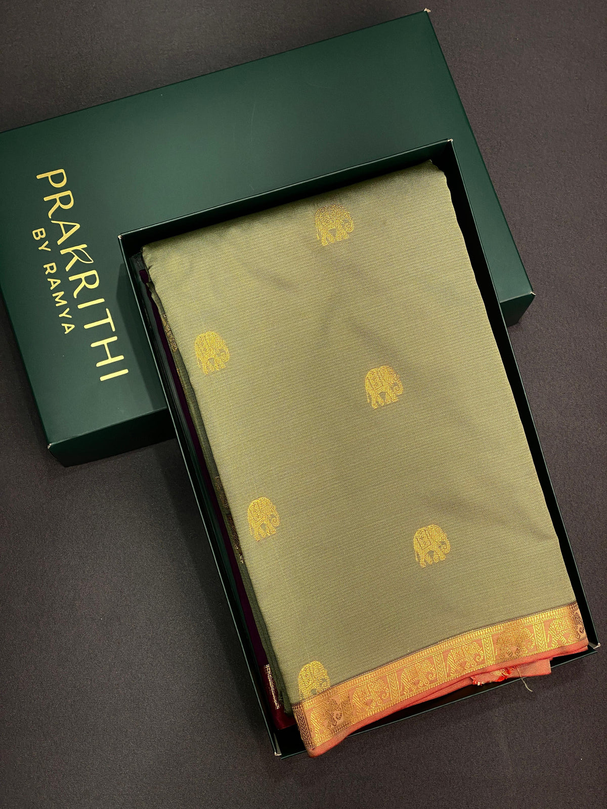 Sage green and maroons oft silk saree - PSE13