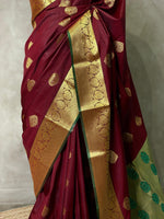 maroon and green silk saree- PSPP9