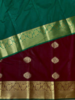 maroon and green silk saree- PSPP9