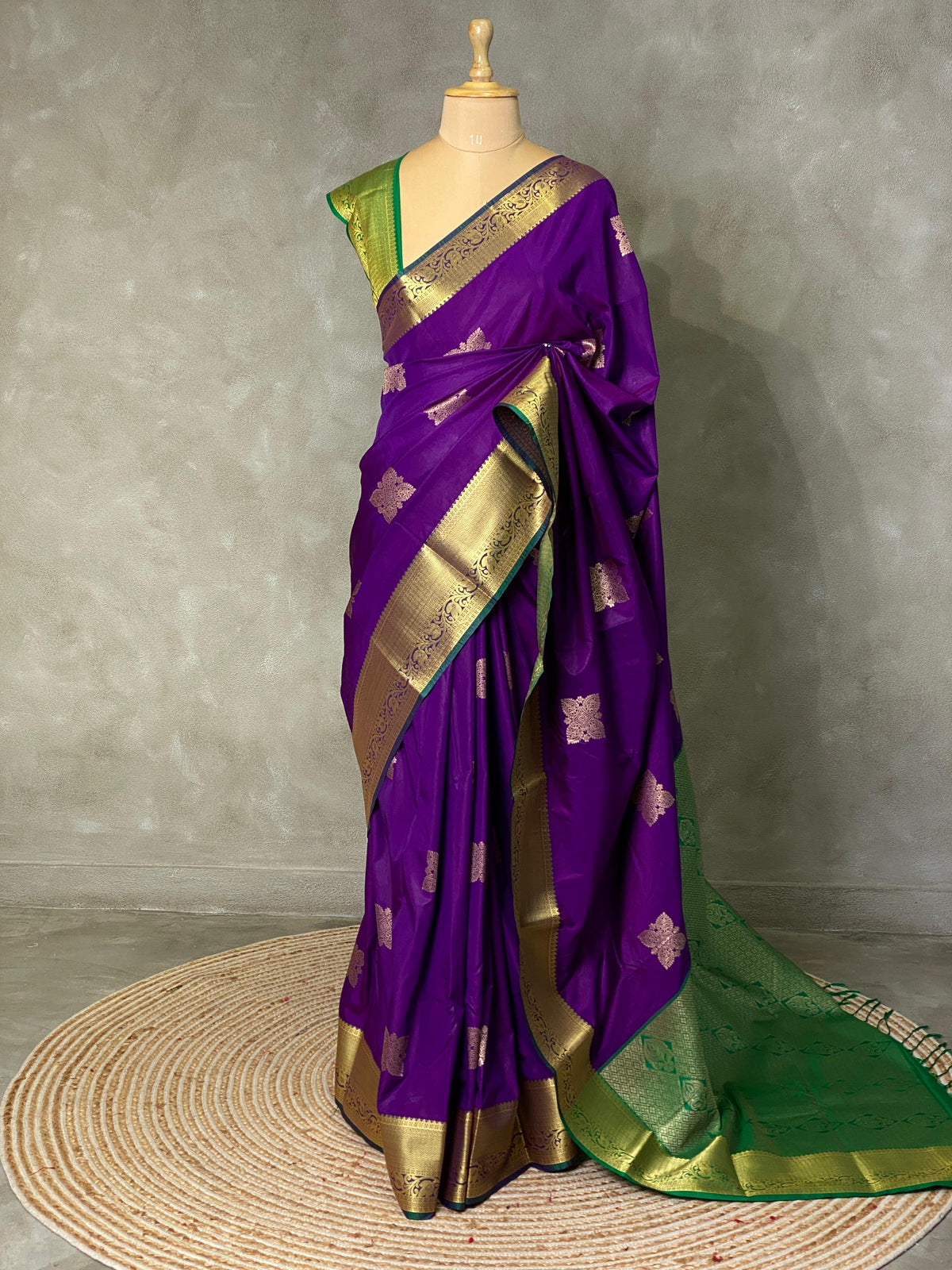 Violet and green silk saree- PSPP10