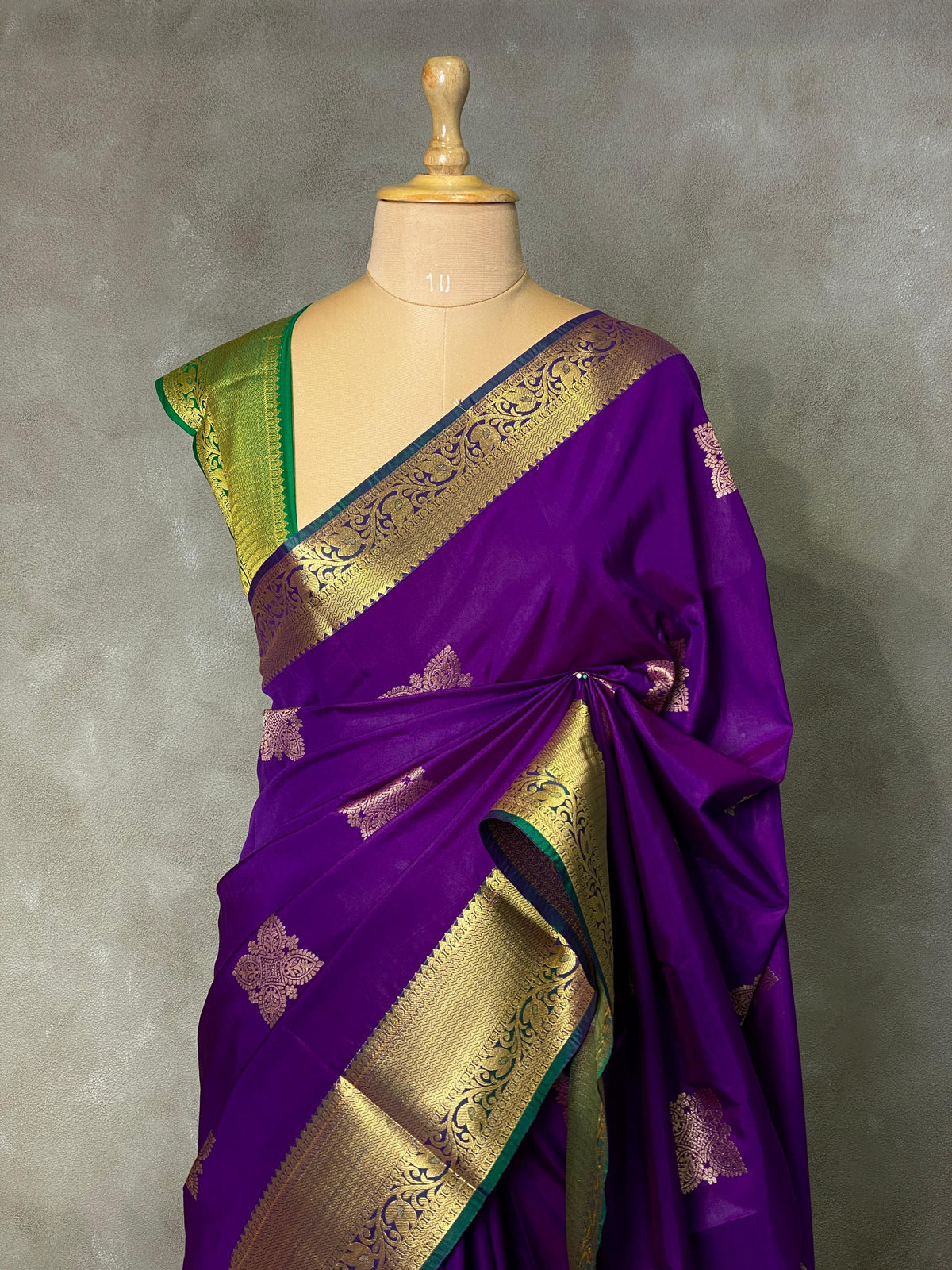 Violet and green silk saree- PSPP10