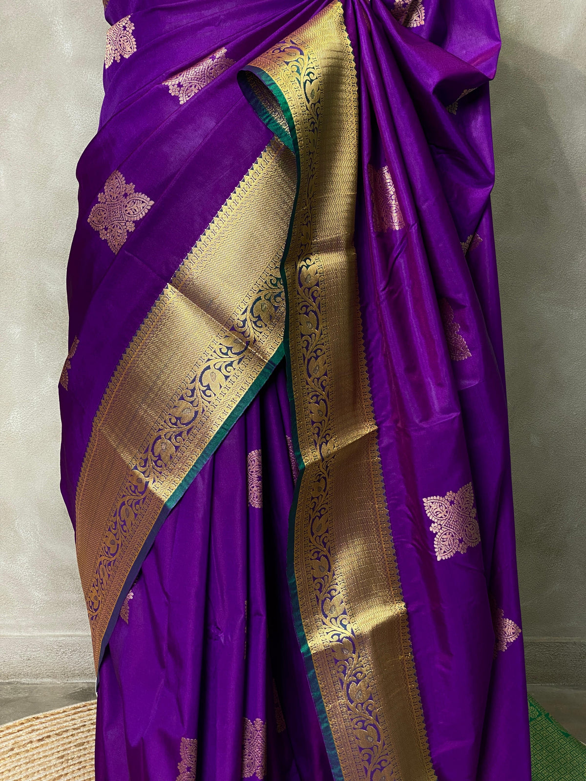 Violet and green silk saree- PSPP10