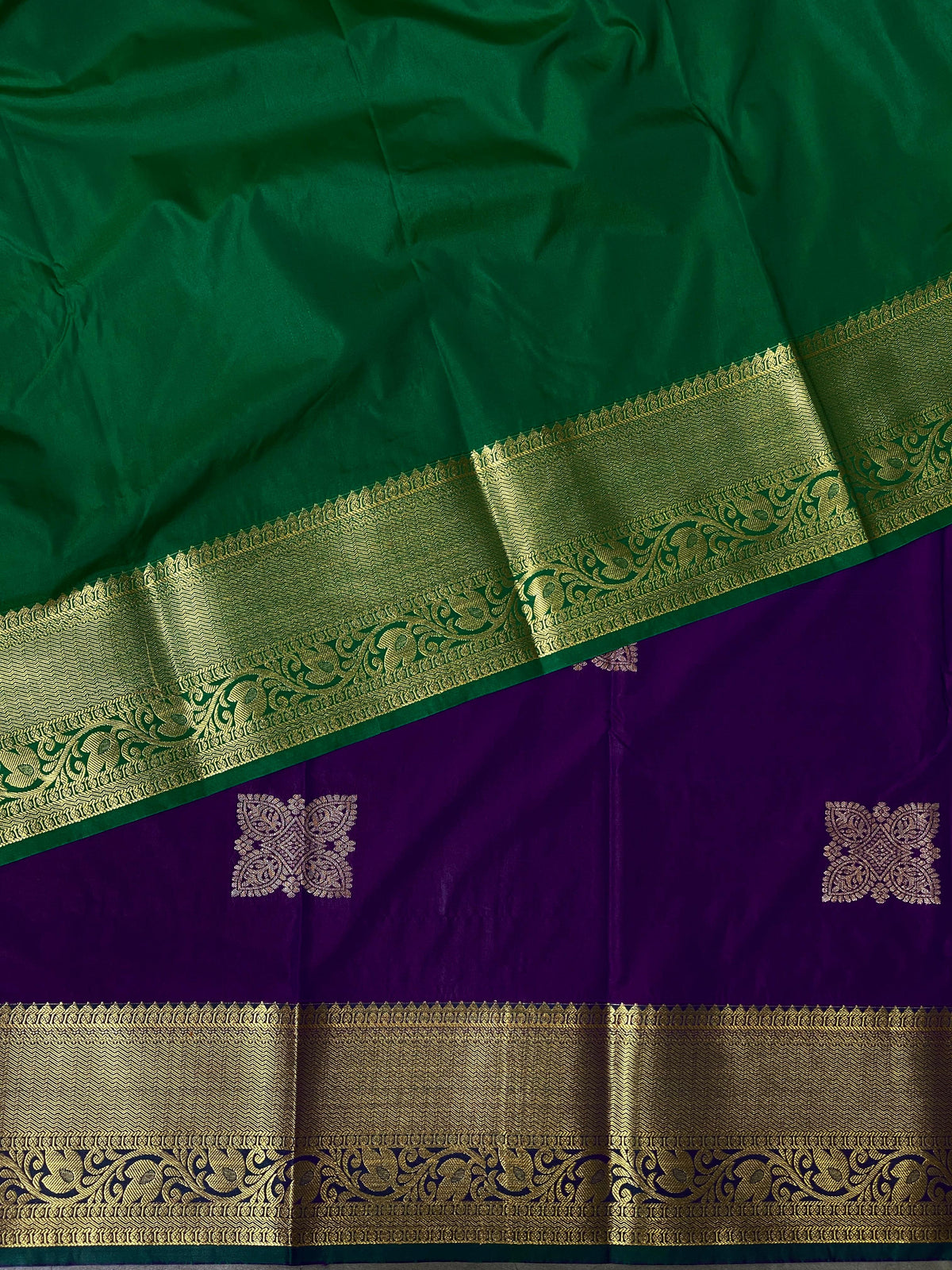 Violet and green silk saree- PSPP10