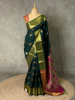 Green and purple silk saree- PSPP11