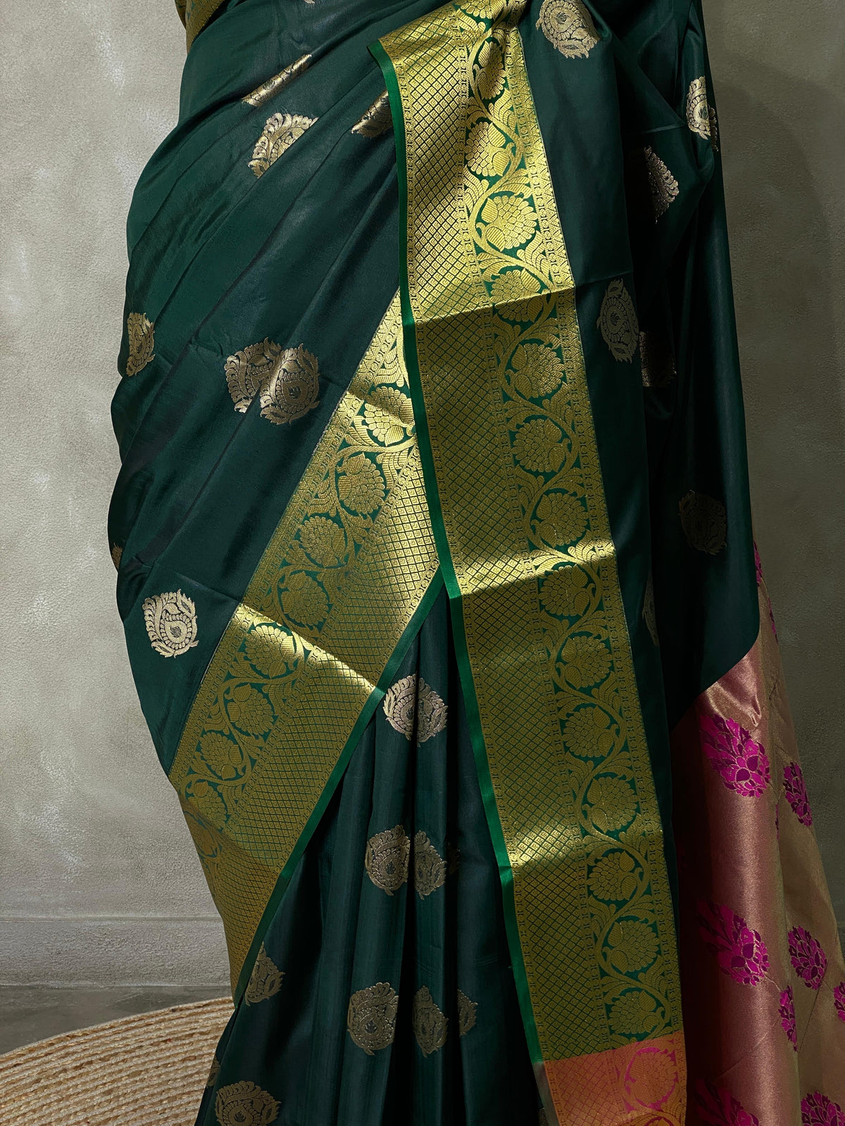 Green and purple silk saree- PSPP11