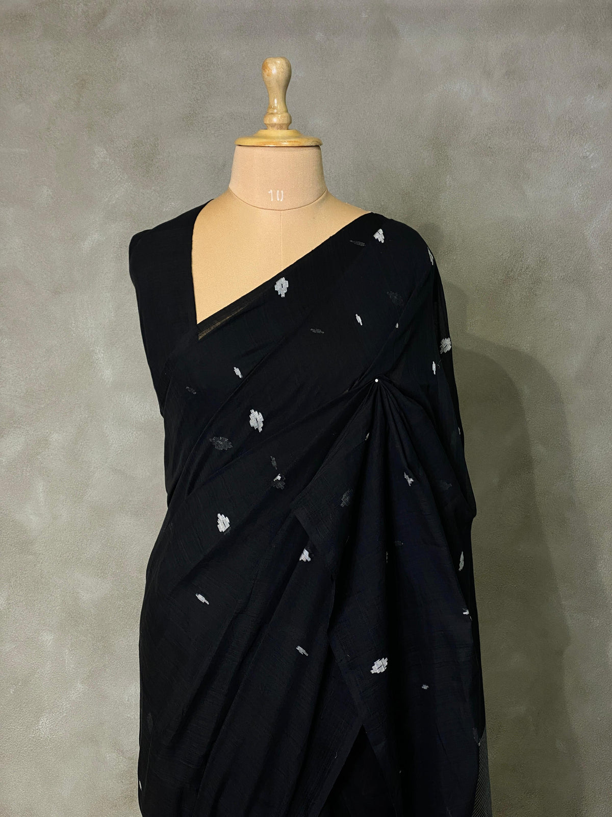 Handloom khadi cotton saree in black - PKHADI2