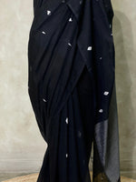 Handloom khadi cotton saree in black - PKHADI2