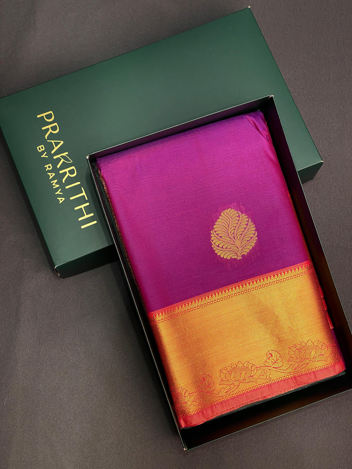 Purple and peach silk saree- PSSC7D