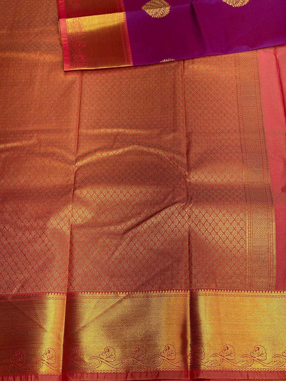Purple and peach silk saree- PSSC7D
