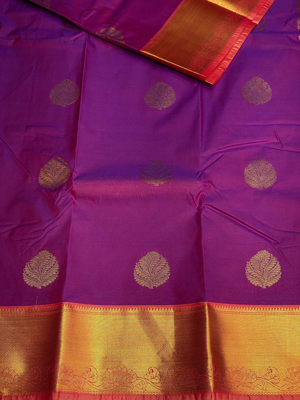 Purple and peach silk saree- PSSC7D