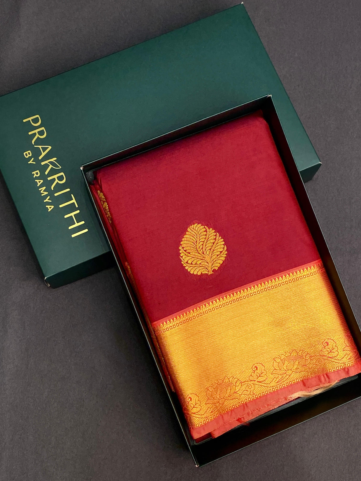 Maroon and peach silk saree- PSSC7F