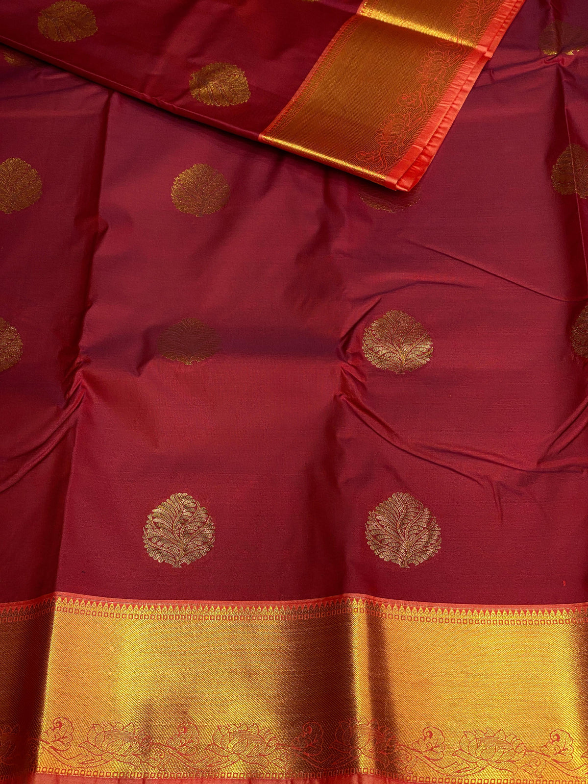 Maroon and peach silk saree- PSSC7F
