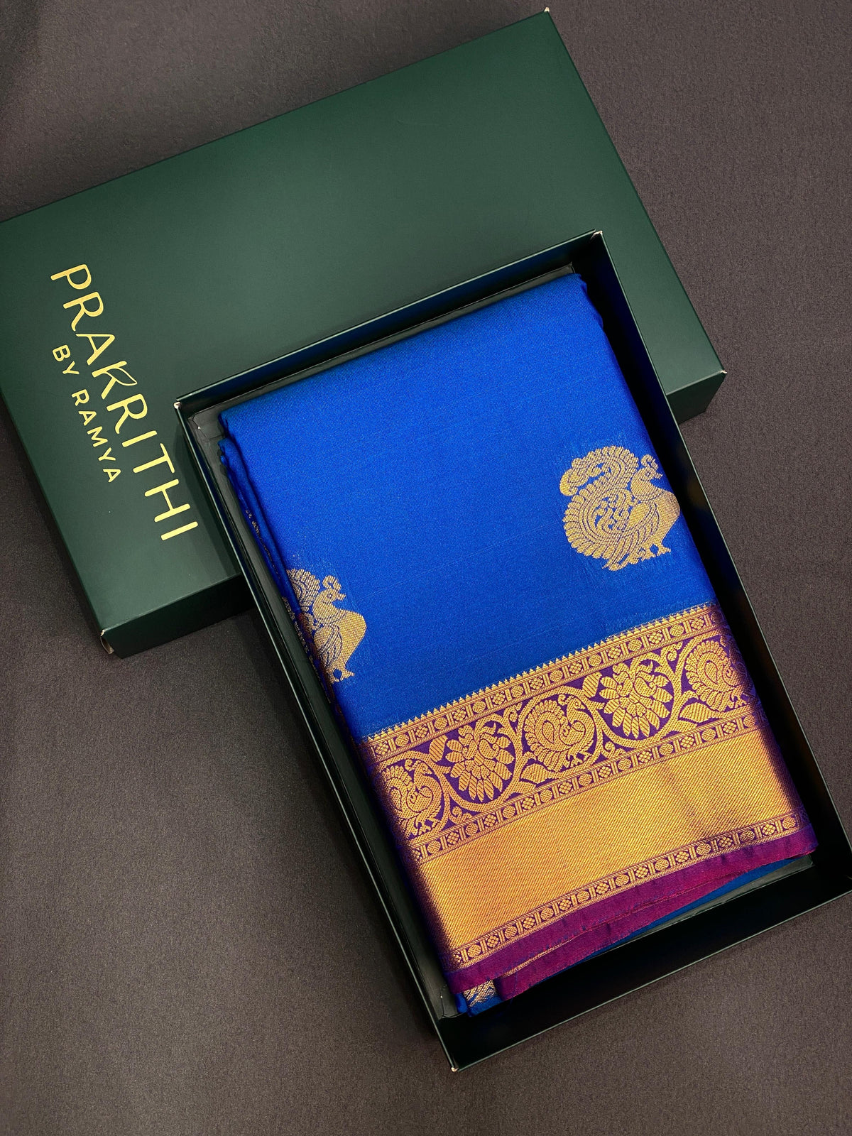 Blue and violet silk saree- PSSC7G