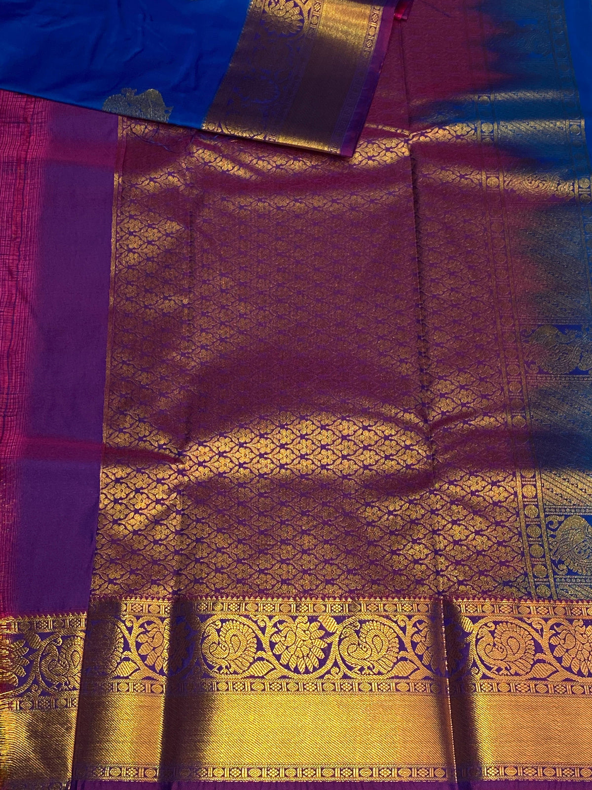 Blue and violet silk saree- PSSC7G