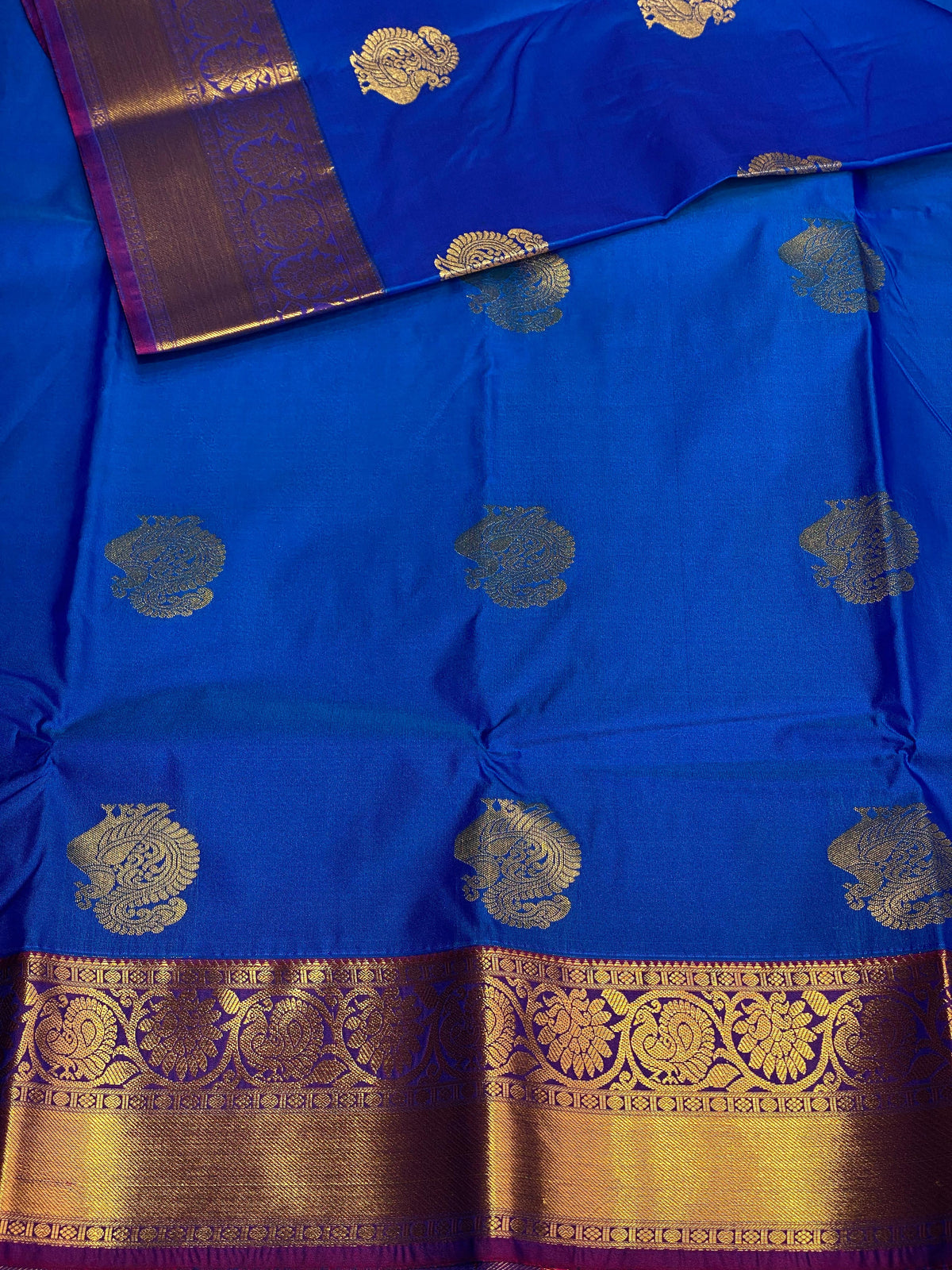 Blue and violet silk saree- PSSC7G