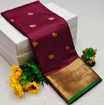 Maroon and green semi Kanchipuram Soft Silk saree - PSSON2