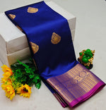 Blue and purple semi Kanchipuram Soft Silk saree - PSSON3