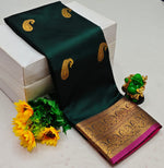 Green and purple semi Kanchipuram Soft Silk saree - PSSON7