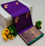 Violet and green semi Kanchipuram Soft Silk saree - PSSON10