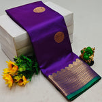 Violet and green semi Kanchipuram Soft Silk saree - PSSON12