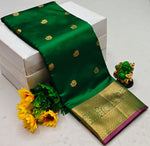 Green and purple semi Kanchipuram Soft Silk saree - PSSON14