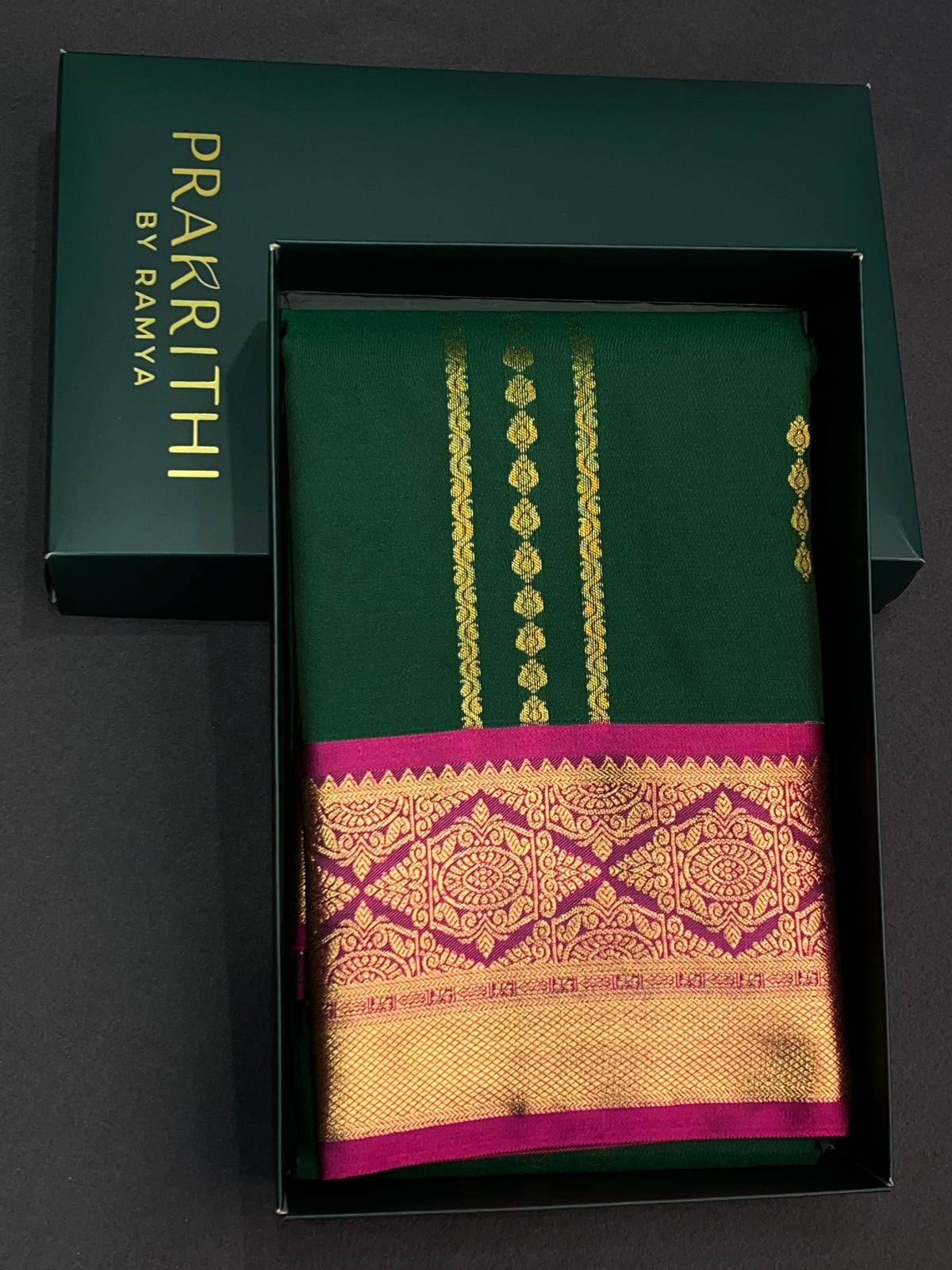 Dark green and magenta silk saree- PSSC8