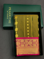 Olive green and magenta silk saree- PSSC8A