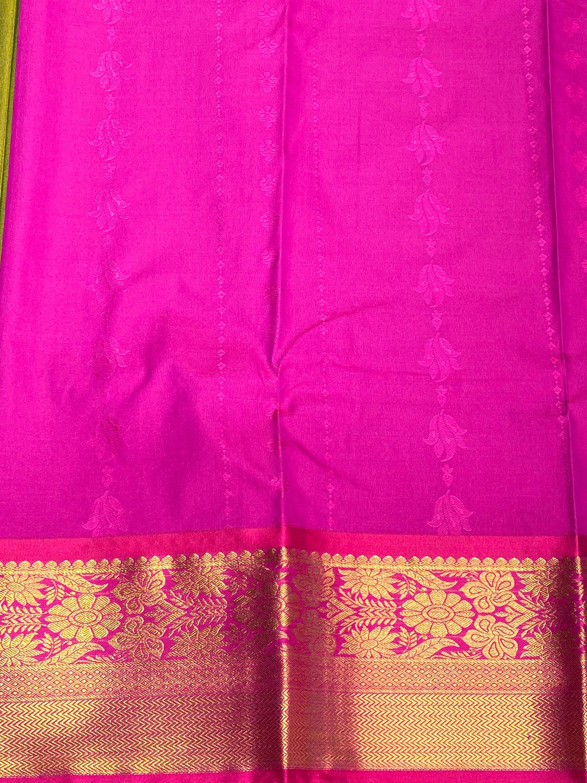 Olive green and magenta silk saree- PSSC8A