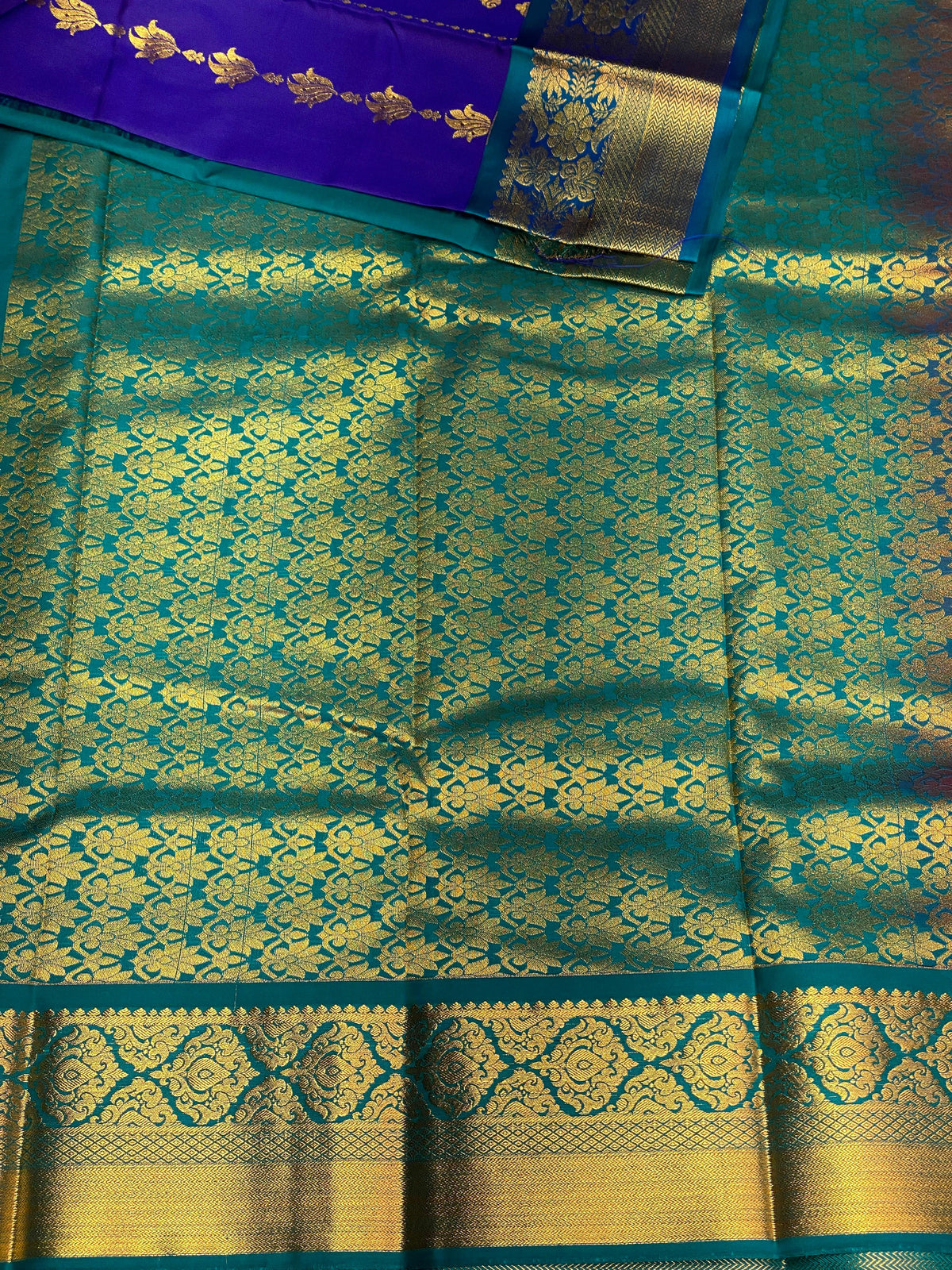 Royal blue and blue silk saree- PSSC8B