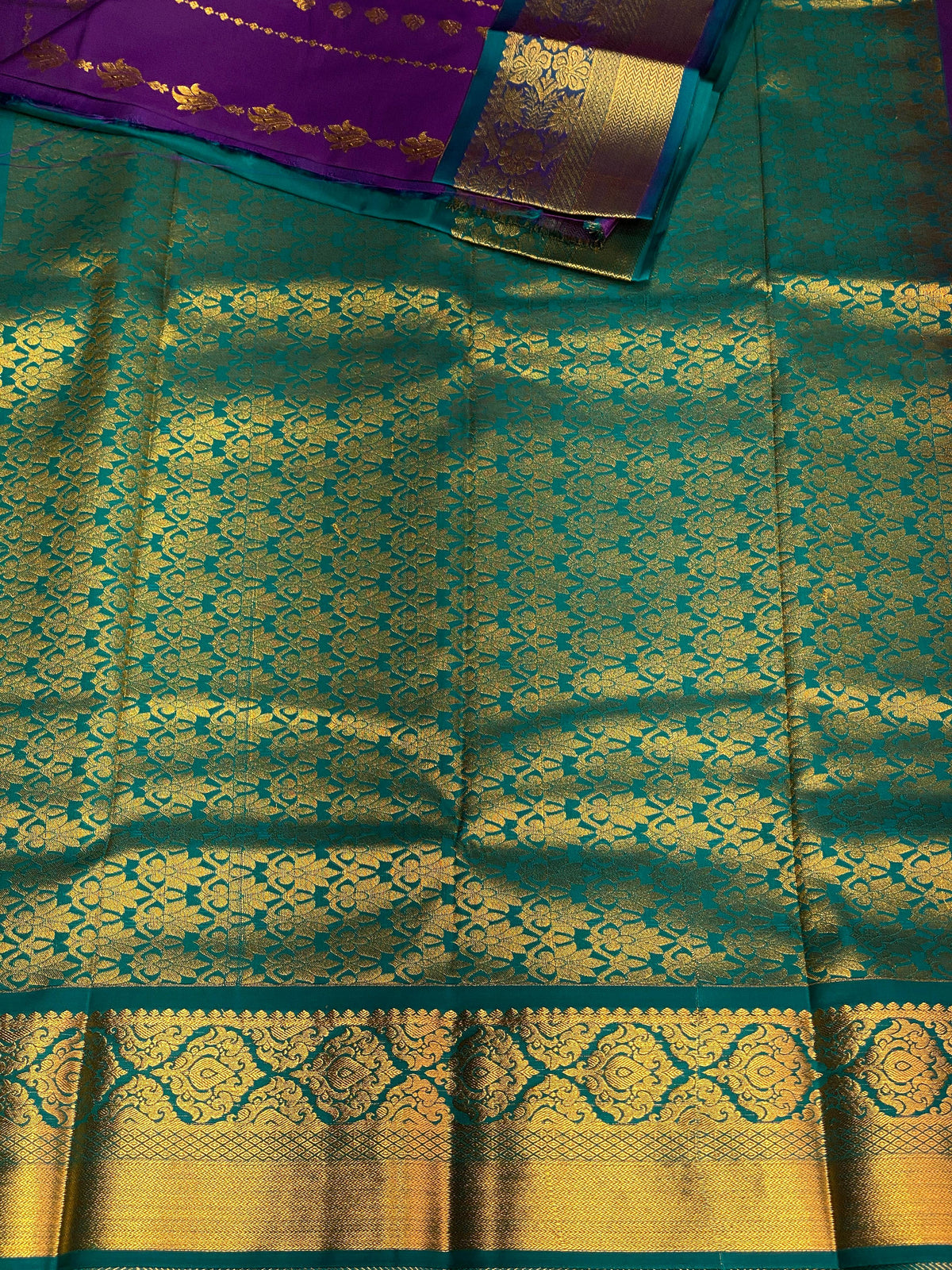 Dark blue and blue silk saree- PSSC8C