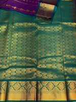 Dark blue and blue silk saree- PSSC8C